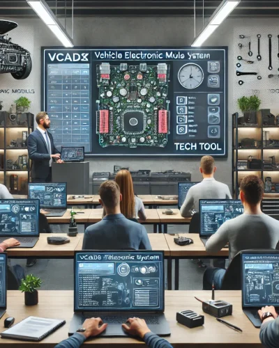DALL·E 2025-01-11 13.03.44 - An educational setting featuring training in programming vehicle electronic modules using VCADS Tech Tool system. The scene includes a professional tr